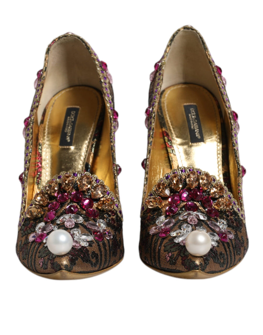 Dolce & Gabbana Multicolor Embellished Jacquard Pumps Shoes