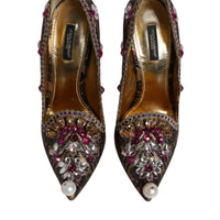 Dolce & Gabbana Multicolor Embellished Jacquard Pumps Shoes