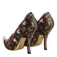 Dolce & Gabbana Multicolor Embellished Jacquard Pumps Shoes