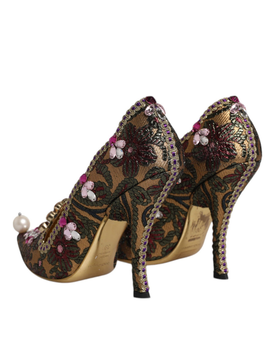 Dolce & Gabbana Multicolor Embellished Jacquard Pumps Shoes