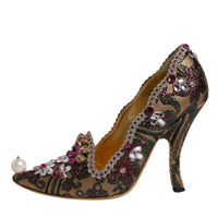 Dolce & Gabbana Multicolor Embellished Jacquard Pumps Shoes