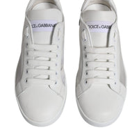 Dolce & Gabbana White Calf Leather Portofino Sneakers Shoes