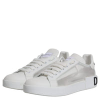 Dolce & Gabbana White Calf Leather Portofino Sneakers Shoes