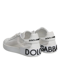 Dolce & Gabbana White Calf Leather Portofino Sneakers Shoes