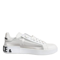 Dolce & Gabbana White Calf Leather Portofino Sneakers Shoes