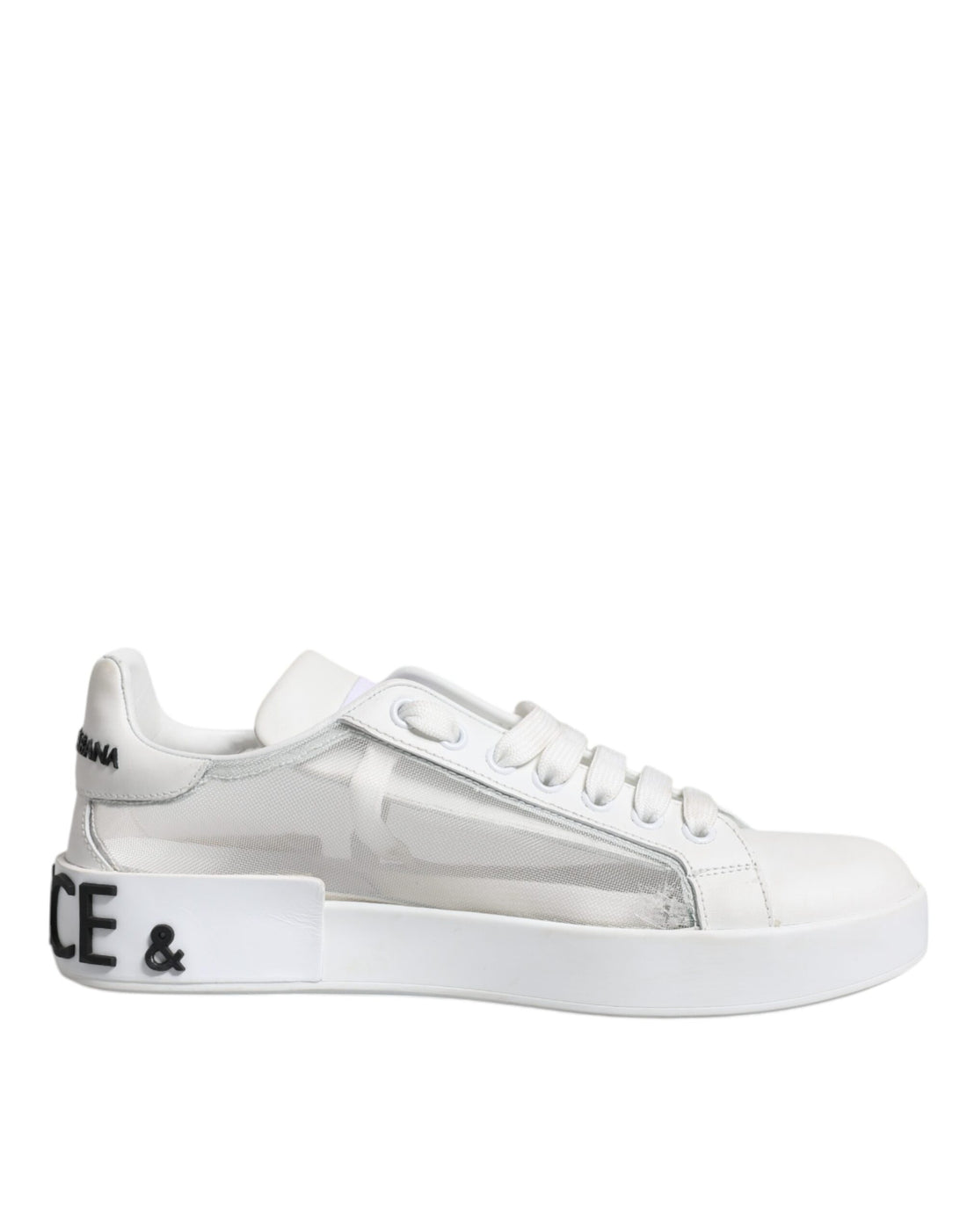 Dolce & Gabbana White Calf Leather Portofino Sneakers Shoes