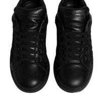 Dolce & Gabbana Black Lace Leather Low Top Sneakers Shoes