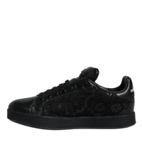 Dolce & Gabbana Black Lace Leather Low Top Sneakers Shoes