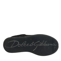 Dolce & Gabbana Black Lace Leather Low Top Sneakers Shoes