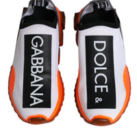 Dolce & Gabbana White Orange Slip On Sorrento Sneakers Shoes