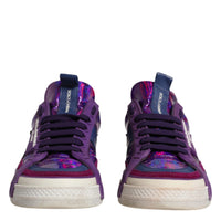 Dolce & Gabbana Purple Leather Low Top Women Sneakers Shoes