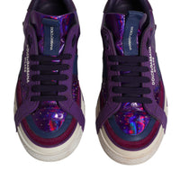 Dolce & Gabbana Purple Leather Low Top Women Sneakers Shoes