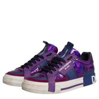 Dolce & Gabbana Purple Leather Low Top Women Sneakers Shoes