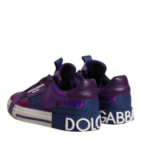 Dolce & Gabbana Purple Leather Low Top Women Sneakers Shoes