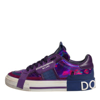 Dolce & Gabbana Purple Leather Low Top Women Sneakers Shoes