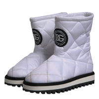 Dolce & Gabbana White Viscose Padded Mid Calf Boots Shoes