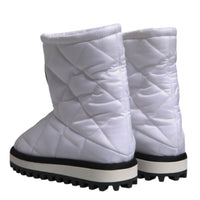 Dolce & Gabbana White Viscose Padded Mid Calf Boots Shoes