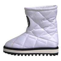 Dolce & Gabbana White Viscose Padded Mid Calf Boots Shoes