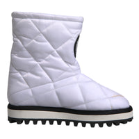 Dolce & Gabbana White Viscose Padded Mid Calf Boots Shoes