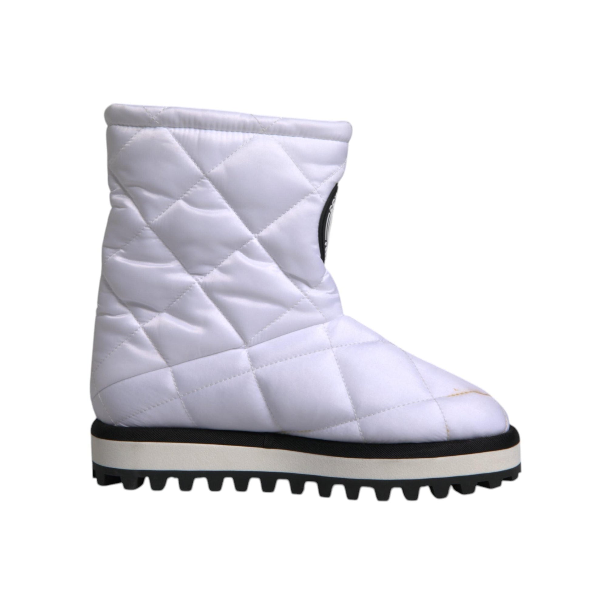 Dolce &amp; Gabbana White Viscose Padded Mid Calf Boots Shoes