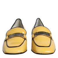 Dolce & Gabbana Yellow Leather Logo Plaque Slip On Mocassin Shoes