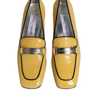 Dolce & Gabbana Yellow Leather Logo Plaque Slip On Mocassin Shoes