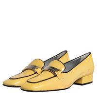 Dolce & Gabbana Yellow Leather Logo Plaque Slip On Mocassin Shoes