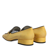 Dolce & Gabbana Yellow Leather Logo Plaque Slip On Mocassin Shoes