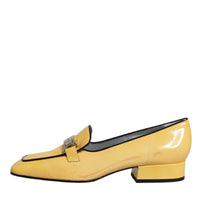 Dolce & Gabbana Yellow Leather Logo Plaque Slip On Mocassin Shoes