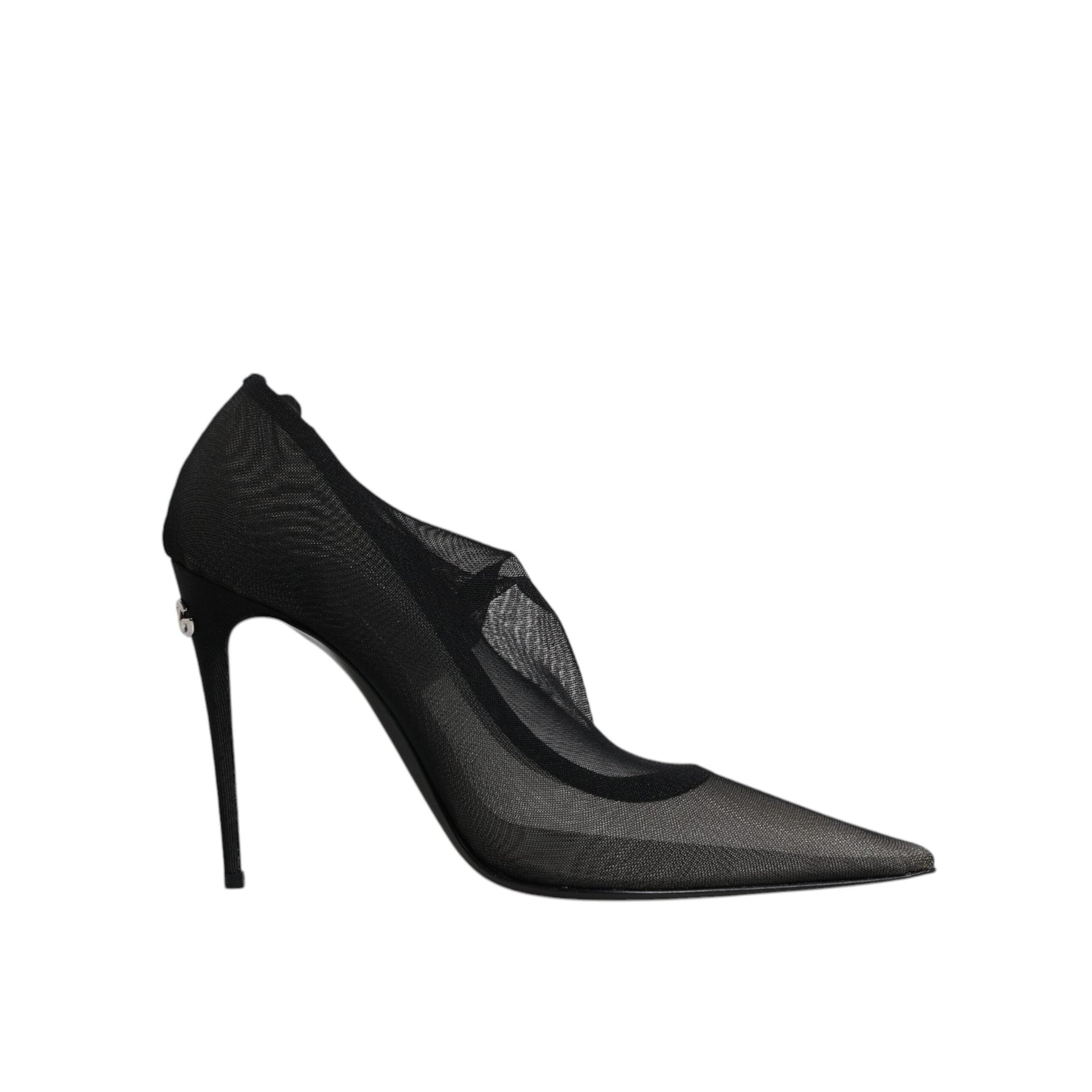 Dolce &amp; Gabbana Black Viscose Mesh Sock Style Boots Shoes