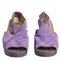 Dolce & Gabbana Purple Platform Slingback Heels Sandals Shoes