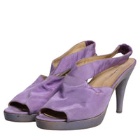 Dolce & Gabbana Purple Platform Slingback Heels Sandals Shoes