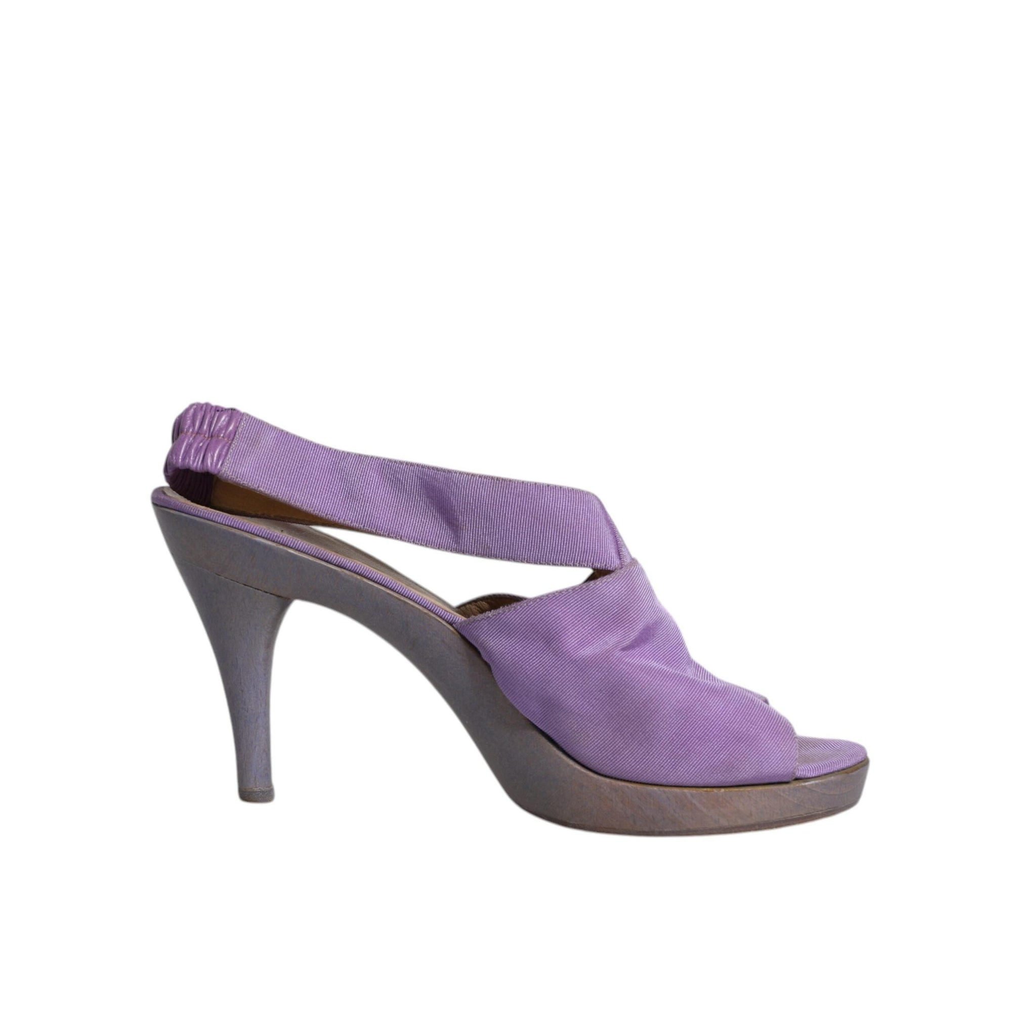 Dolce &amp; Gabbana Purple Platform Slingback Heels Sandals Shoes