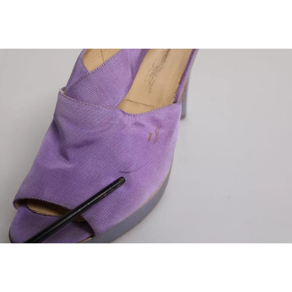 Dolce &amp; Gabbana Purple Platform Slingback Heels Sandals Shoes