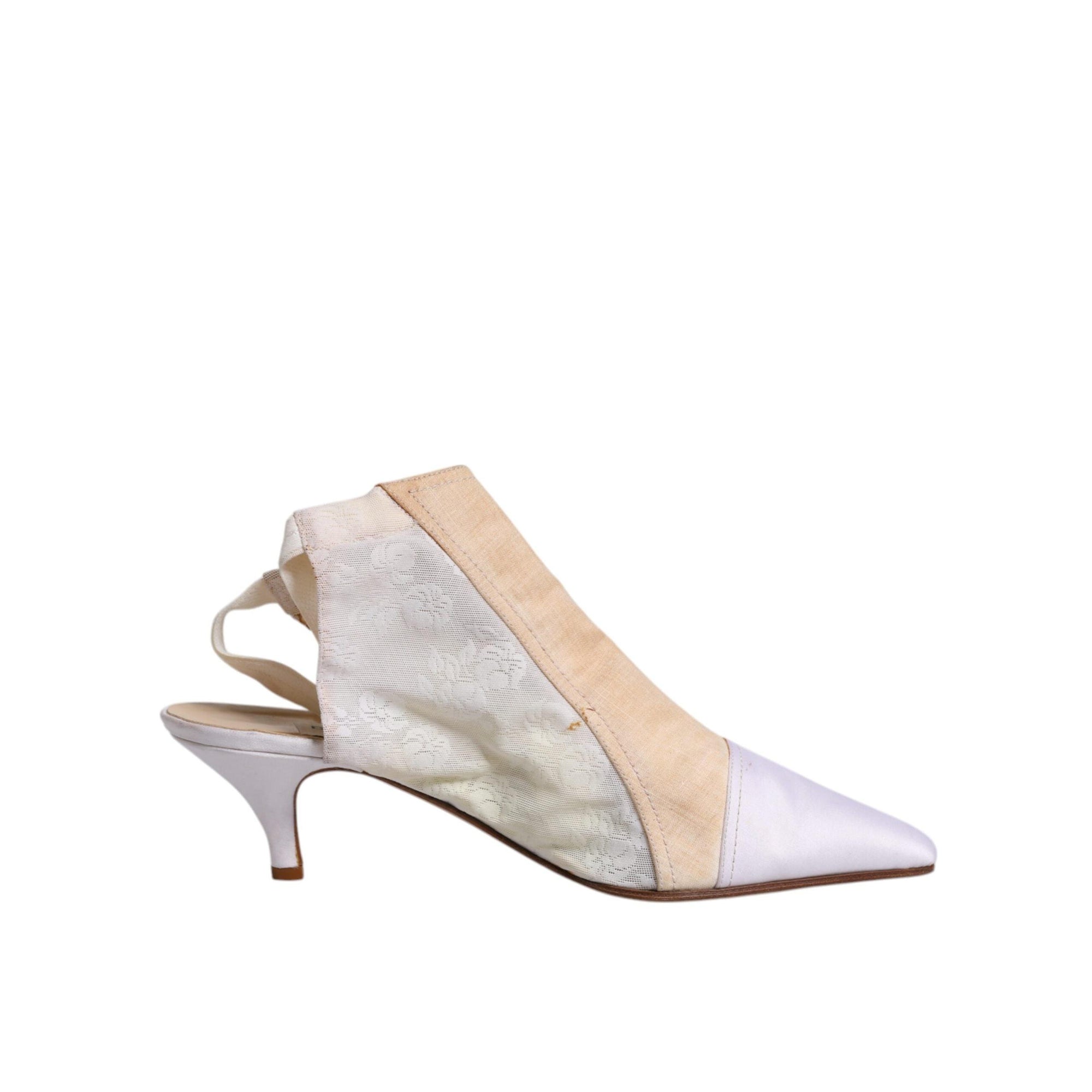 Dolce &amp; Gabbana Multicolor Patchwork Heels Slingback Shoes