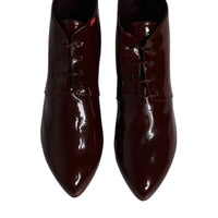 Dolce & Gabbana Maroon Leather Lace Up Ankle Boots Shoes