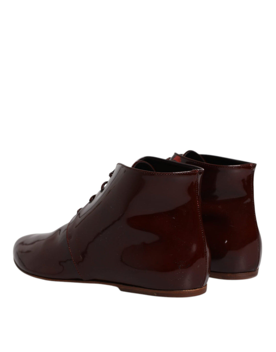 Dolce & Gabbana Maroon Leather Lace Up Ankle Boots Shoes