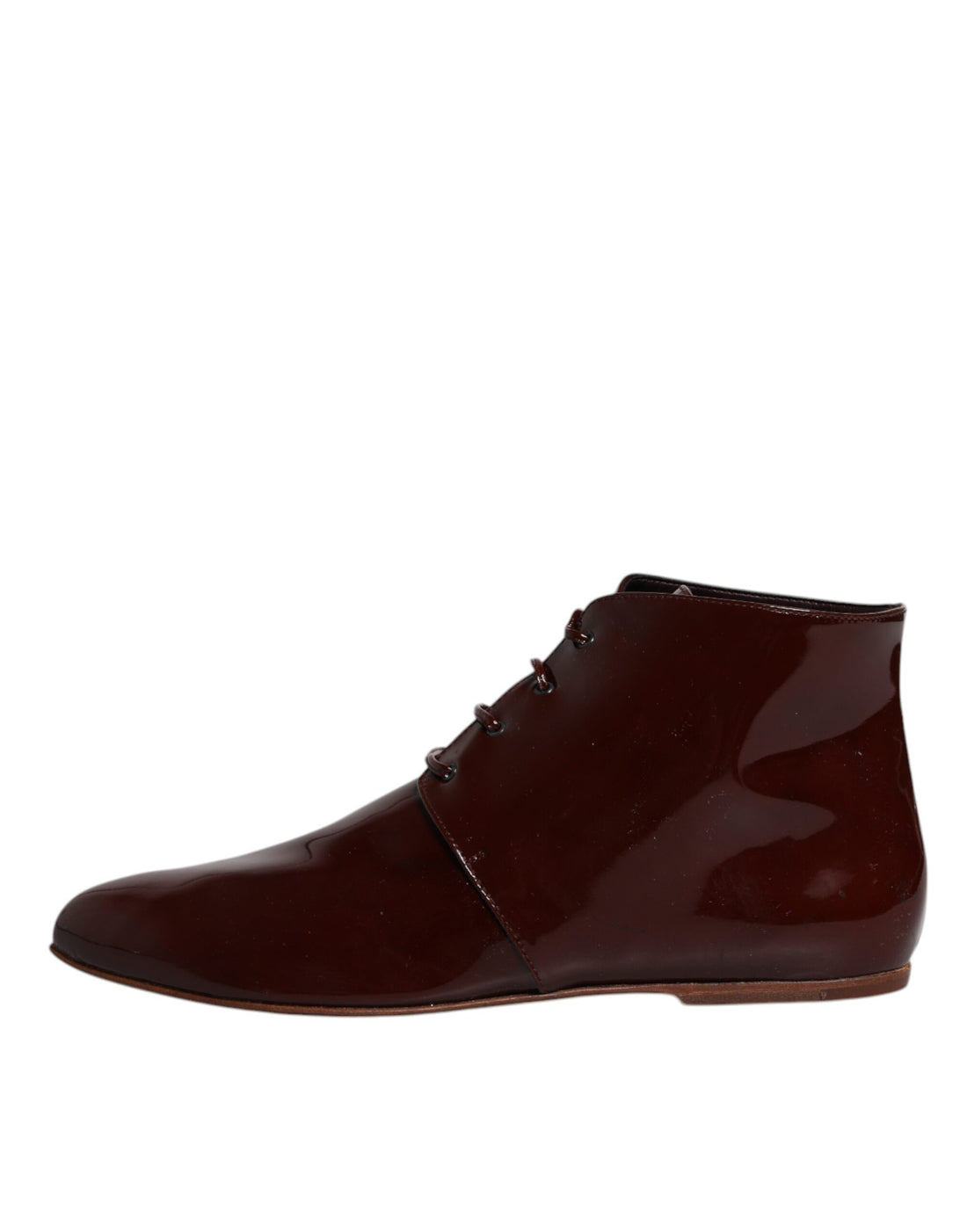 Dolce & Gabbana Maroon Leather Lace Up Ankle Boots Shoes