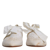 Dolce & Gabbana White Ribbon Fabric Ballerina Flats Shoes