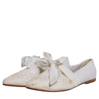 Dolce & Gabbana White Ribbon Fabric Ballerina Flats Shoes