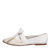 Dolce & Gabbana White Ribbon Fabric Ballerina Flats Shoes