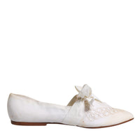 Dolce & Gabbana White Ribbon Fabric Ballerina Flats Shoes