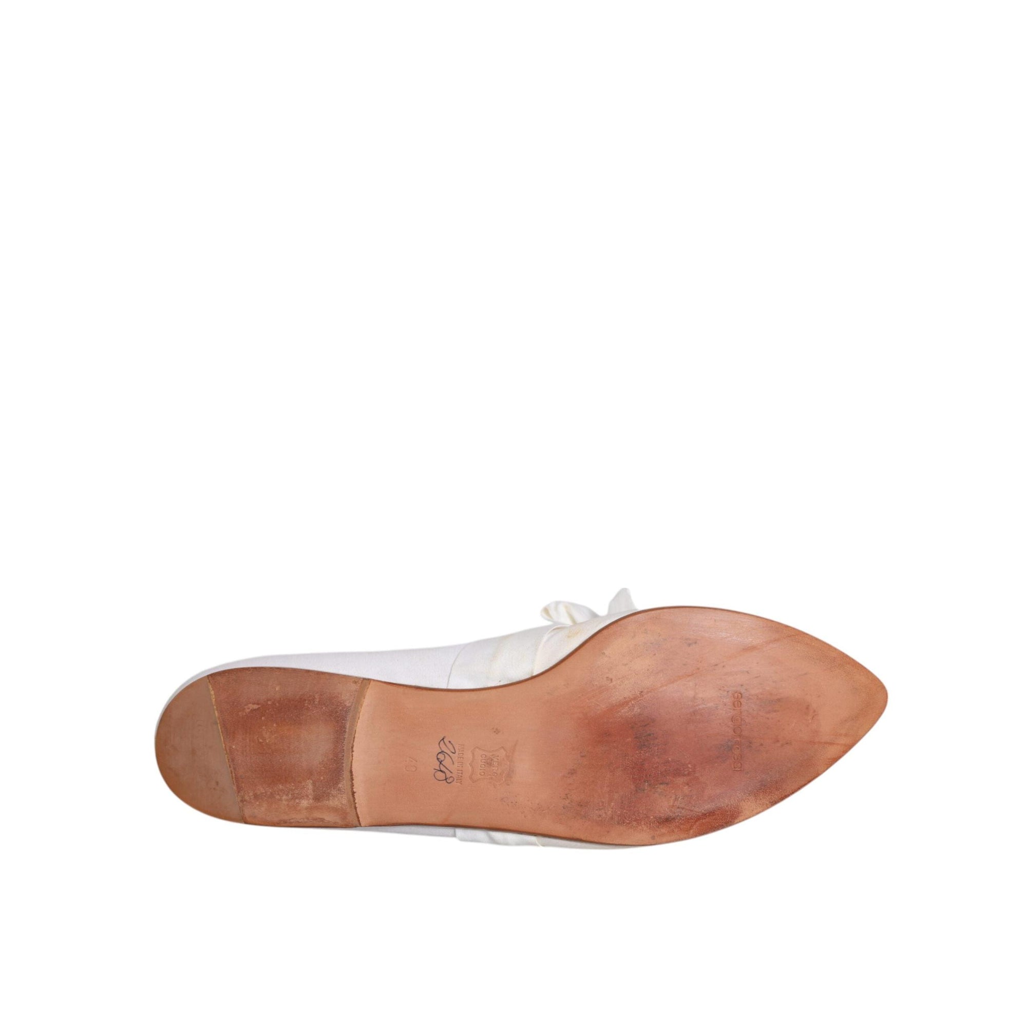 Dolce &amp; Gabbana White Ribbon Fabric Ballerina Flats Shoes