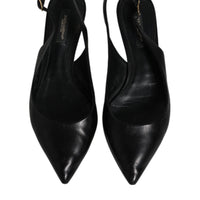 Dolce & Gabbana Black Leather Heels Slingbacks Bellucci Shoes