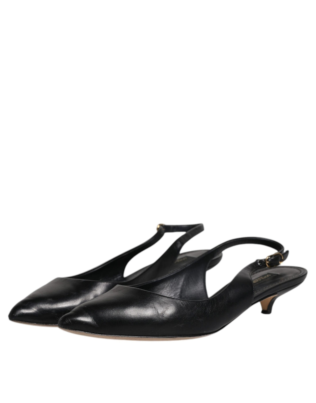 Dolce & Gabbana Black Leather Heels Slingbacks Bellucci Shoes