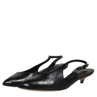 Dolce & Gabbana Black Leather Heels Slingbacks Bellucci Shoes