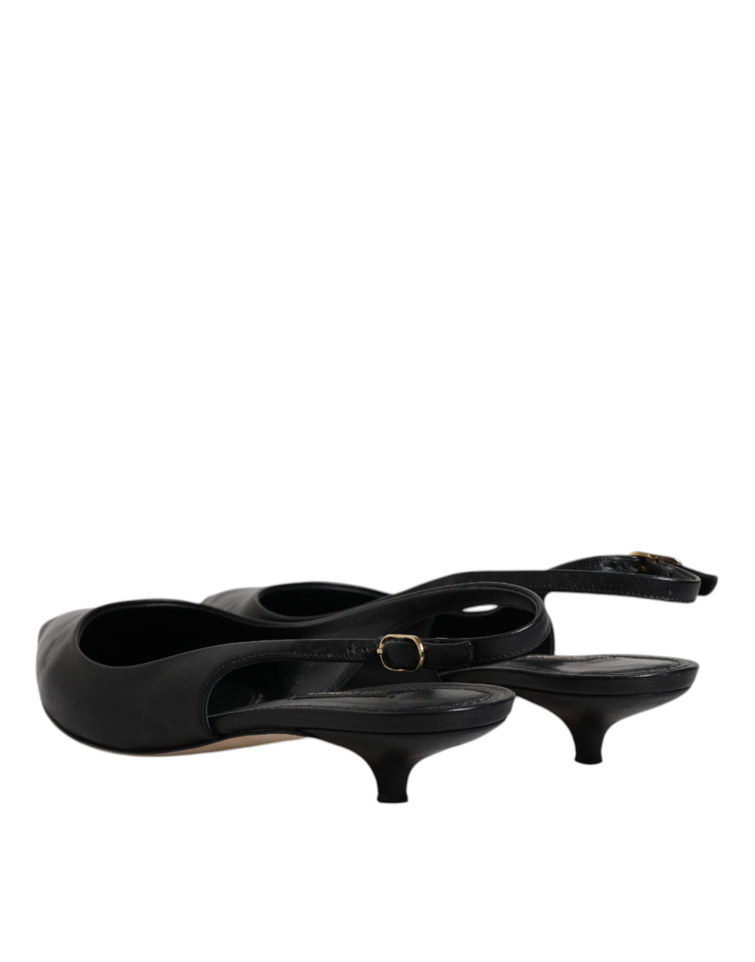 Dolce & Gabbana Black Leather Heels Slingbacks Bellucci Shoes