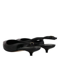 Dolce & Gabbana Black Leather Heels Slingbacks Bellucci Shoes