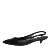 Dolce & Gabbana Black Leather Heels Slingbacks Bellucci Shoes