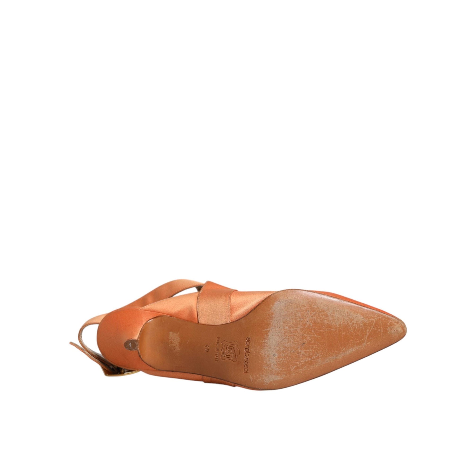 Dolce &amp; Gabbana Orange Kitten Heels Slingback Sandals Shoes